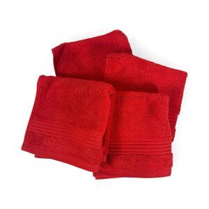 100% Turkish Cotton Washcloth Christmas Holly Berry Red 13’ Set Of 4